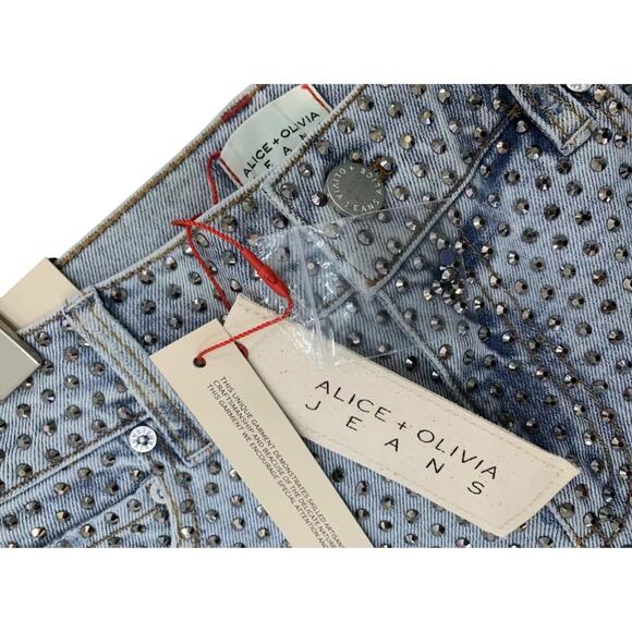 Alice + Olivia TRISH EMBELLISHED JEAN US 26 New with Tags - Picture 9 of 10
